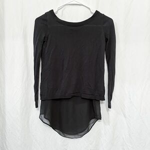 Express Black Layered Sweater with Mesh Tier and Split Winged Detailing on Back